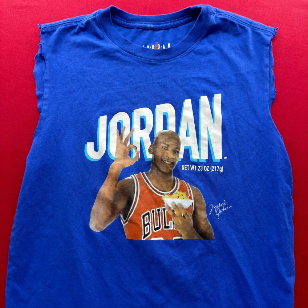 Jordan Brand Michael Jordan Wheaties Graphic Muscle Tee Tank Top Blue Mens Small